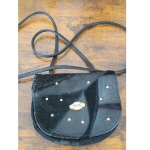 Vintage Patchwork Faux leather Suede Purse Studded Crossbody Bag Mini Bag